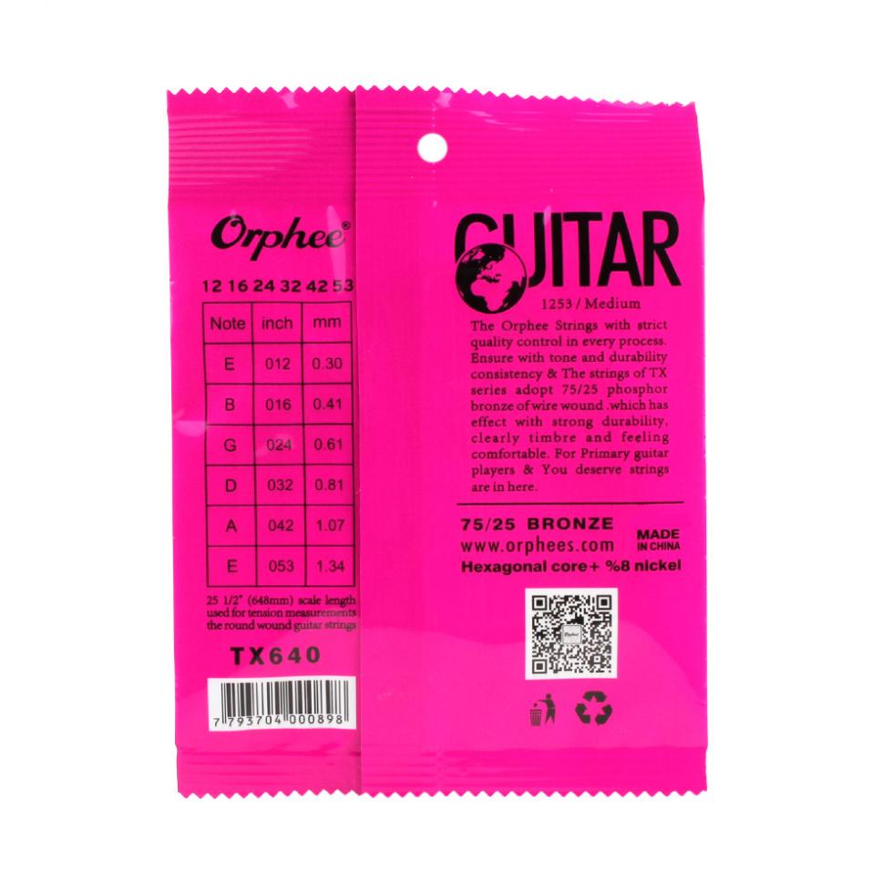 6Pcs/Set Acoustic Guitar String 012-053 Phosphor Bronze Strings Nickel Full Bright Tone & Medium