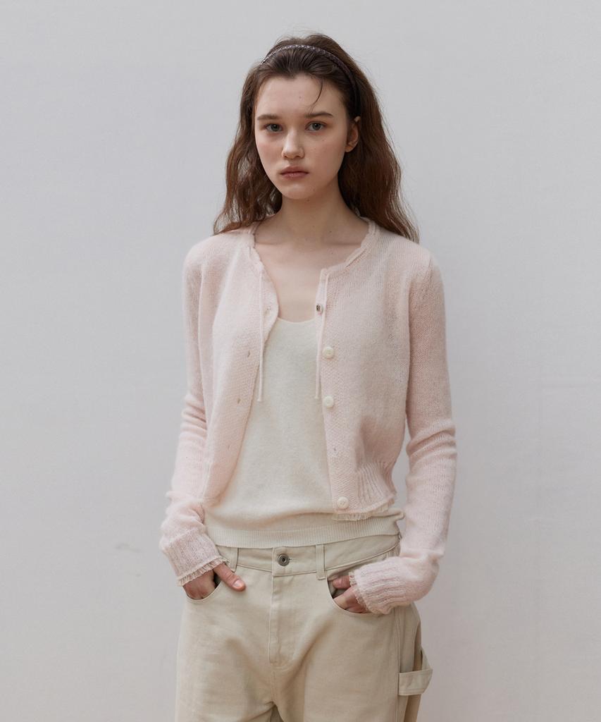 HANE Mohair Perle Knit Cardigan_Pastel Pink
