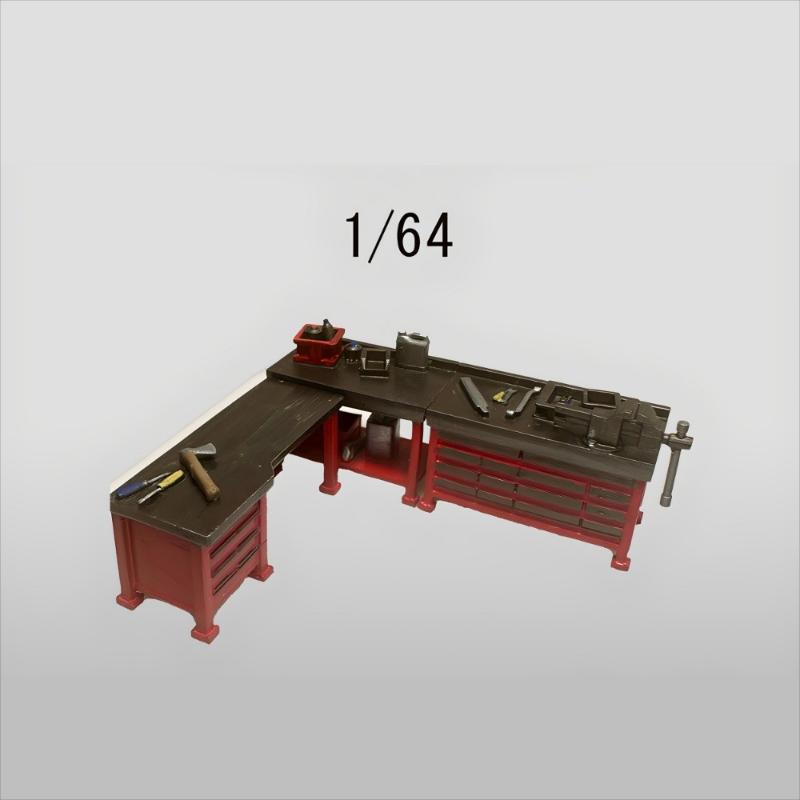 1/64 DIY Модель верстака для ремонта автомобилей Сцена гаража Мастерская Дисплейный реквизит Песочный стол Сценические украшения Коллекция Подарки