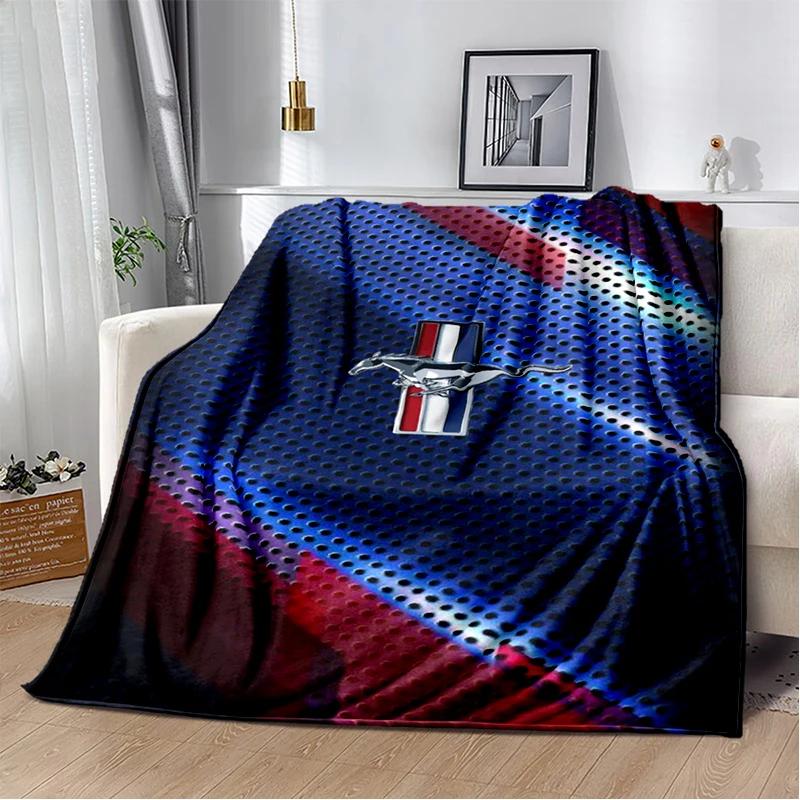 3D Mustang Racing Car Sign GTR Soft Plush Blanket,Flannel Blanket Throw Blanket for Living Room Bedroom Bed Sofa Cover Gift