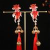 Red Chinese Style Ancient Hairpin Pearl Chinese New Year Side Clip Hanfu Hair Clip  Women