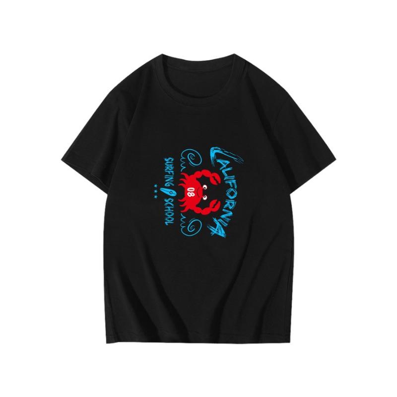 Летняя Свободная рубашка свободного покроя из чистого хлопка с принтом, с круглым вырезом и короткими рукавами, футболки мужские