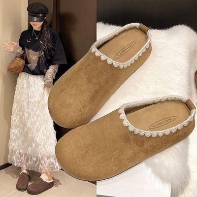 Женские 2025 новый осенний супер огонь ретро универсальный ленивый один педаль кружево сумка голова полуприцеп