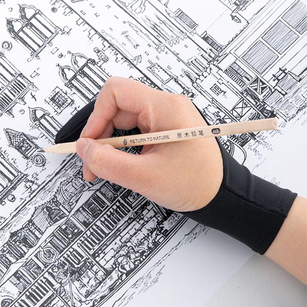Anti-Scratch Black Blue Grey Pink Two Finger Glove Tablet Drawing Glove Art Supplies Painting Glove