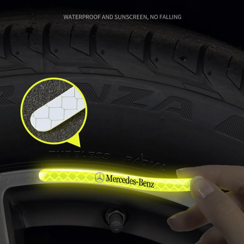Светоотражающая наклейка на ступицу колеса автомобиля Светоотражающие полосы на обод шины Для Mercedes-Benz AMG C500 C200 C300 A B C E GLA CLA GLK GL ML GLE W204 W205 W203 W211