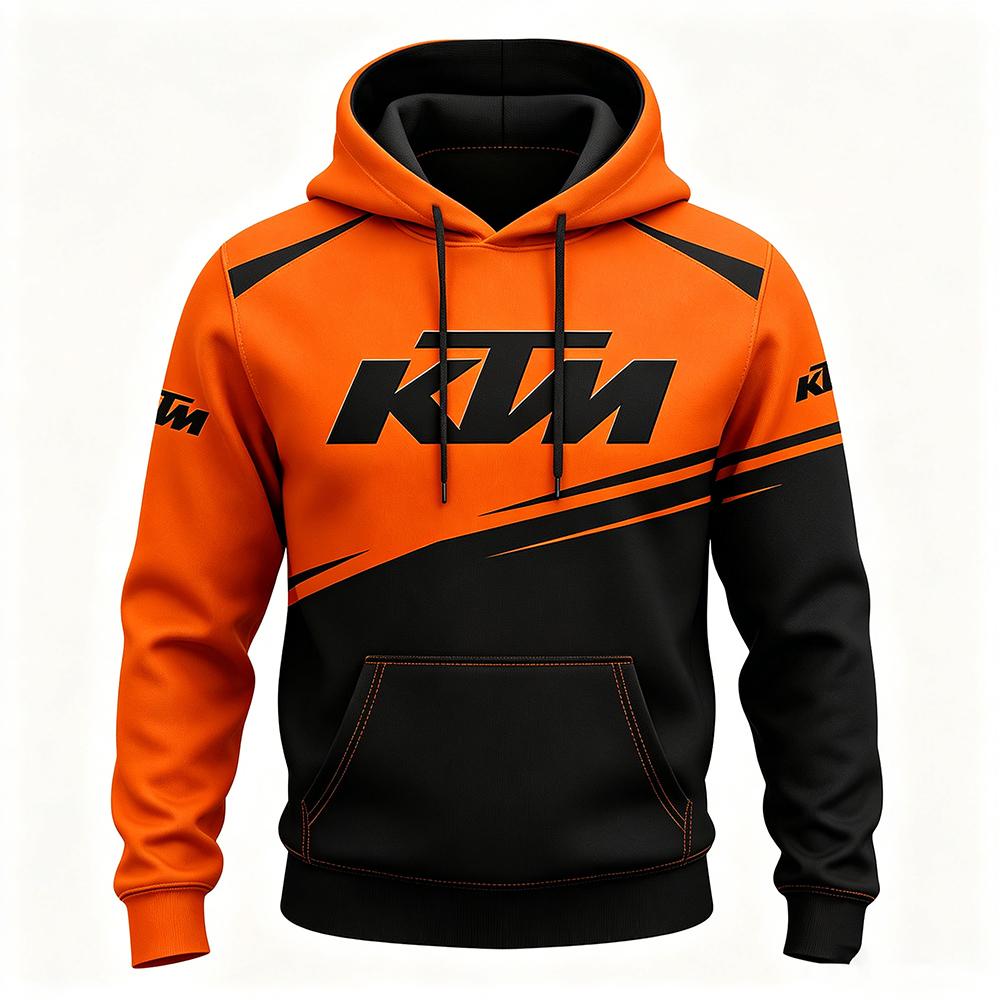KTM Худи в гоночном стиле для мужчин и женщин, мотоциклетный стритвир, оверсайз, с черным и оранжевым принтом, худи-пуловер
