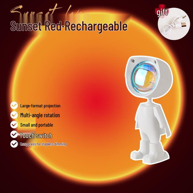 Проектор-светильник 'Закат Астронавта' - Радужная Ночь и Атмосферная Лампа для Спален и Фотографий