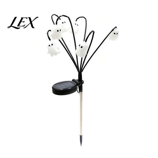Modern Garden Stake Lights Halloween Solar Lights, Decorative Ghost Pumpkin Witch Hat String Landscape Lighting for Walkway IP54 Waterproof