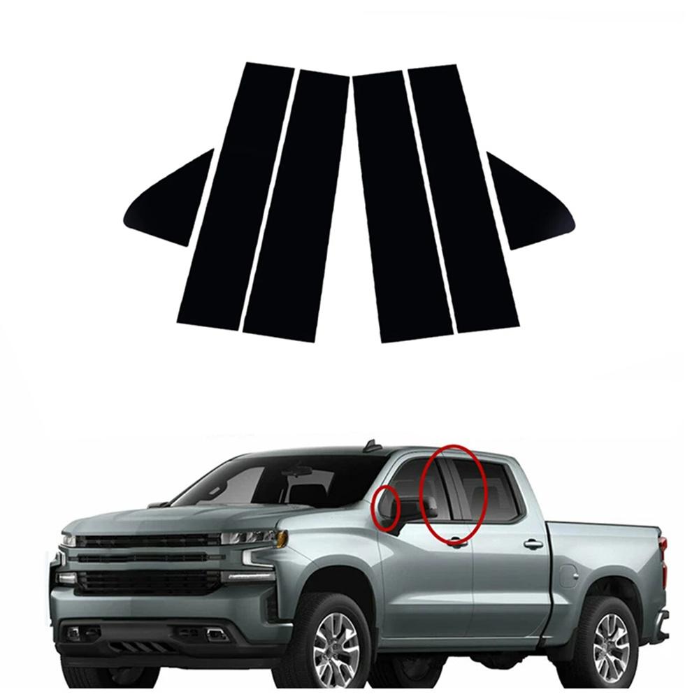 6PCS Black Pillar Posts Window Trim For CHEVY Silverado GMC Sierra 1500 2019-22