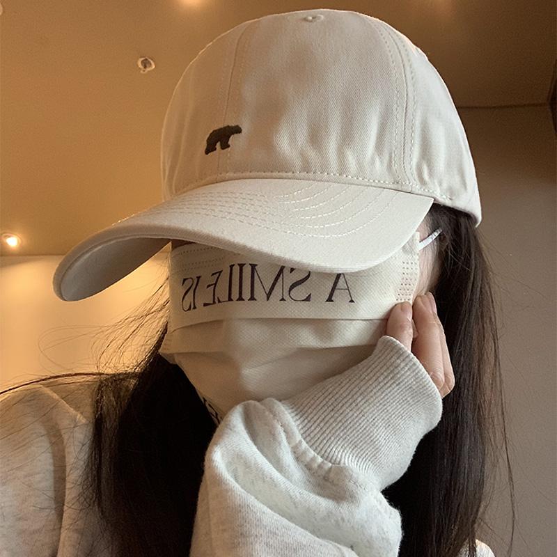 Новые модные бейсболки с вышитой хлопковой шапкой с белым медведем, регулируемые повседневные шапки с козырьком, однотонные шапки для женщин, универсальная кепка