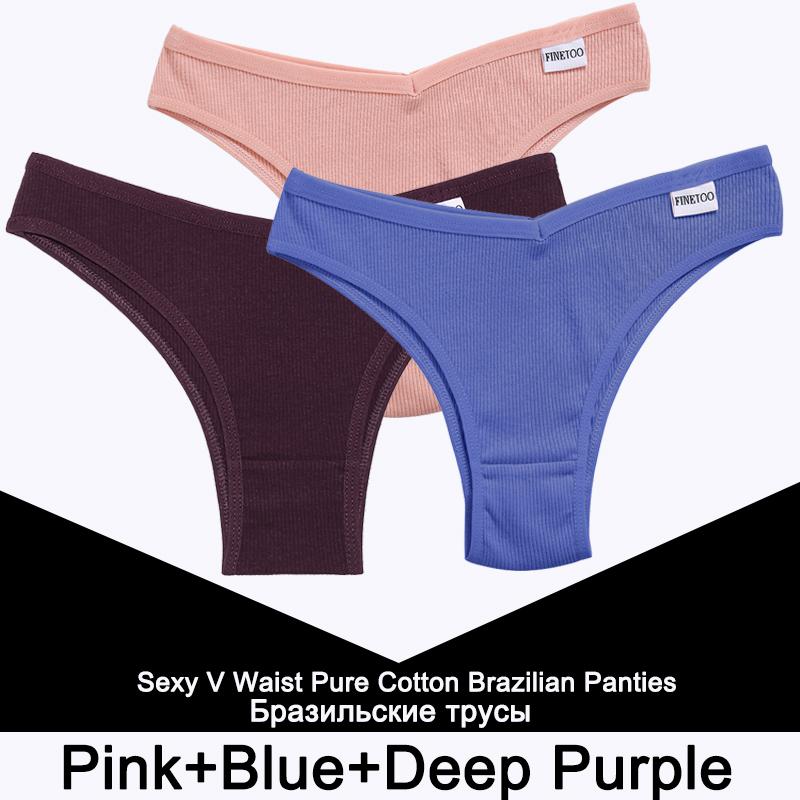 3PCS/Set Panties Women Cotton Lingerie Female Thongs Sexy Underwear Low-Rise Underpant Bikini Brazilian Briefs
