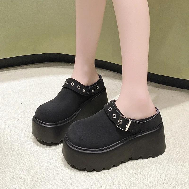 Модные женские шлепанцы-паки 8 см, платформа, балетки, бостонские клоги, сандалии, весенняя мода, уличные слипоны, пляжные сандалии, повседневная спортивная обувь