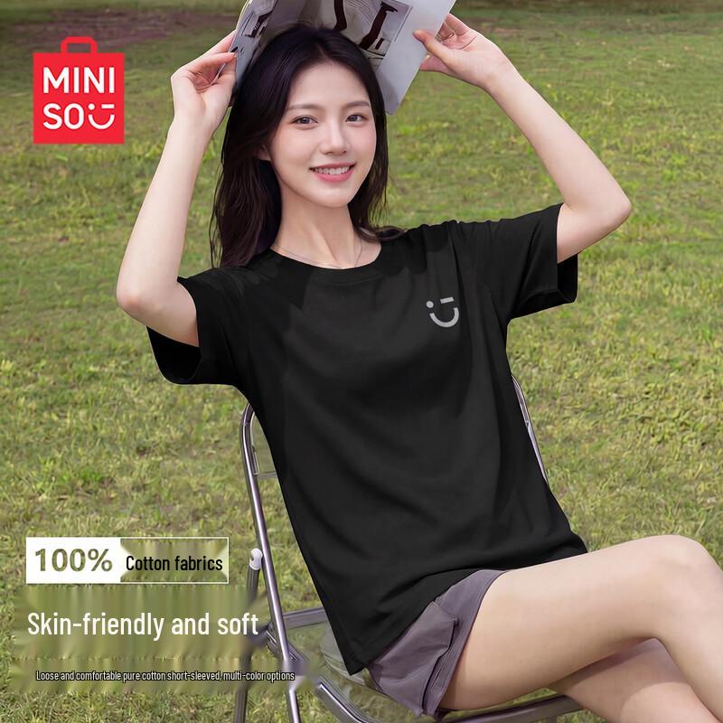 MINISO Женская хлопковая свободная футболка