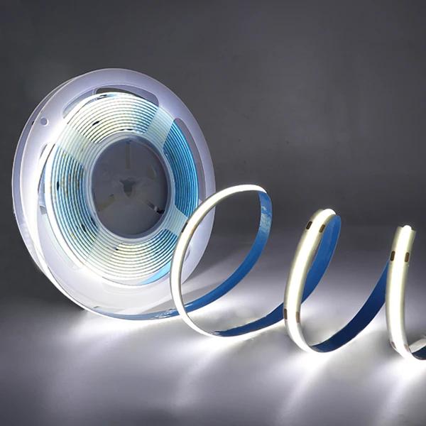 COB Светодиодная лента Линейное освещение высокой плотности 320/480 светодиодов/м Гибкая лента Теплый натуральный белый Красный Синий Зеленый Декор DC12 24 В