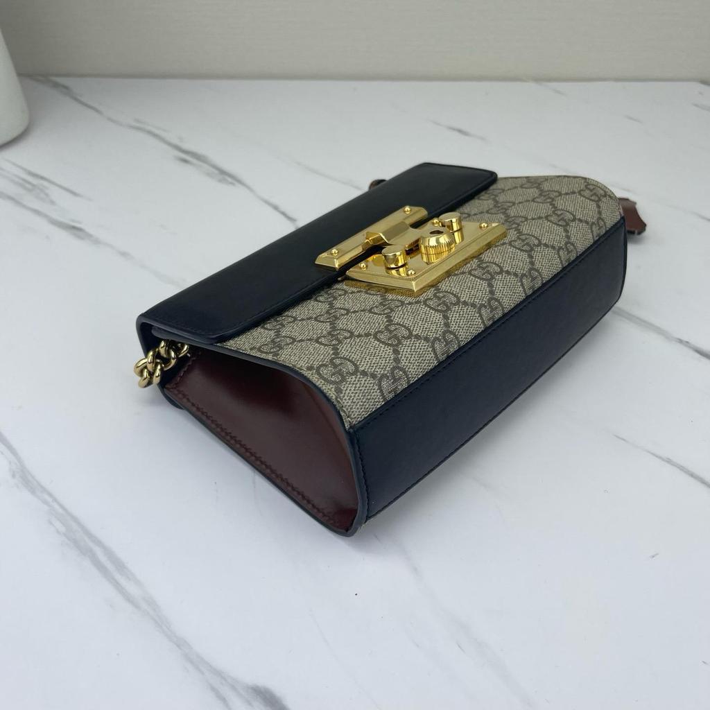 [Pre-Owned] Padlock Moonlight Treasure Box Series Metal Lock Logo Canvas And Leather Crossbody Bag Small - Excellent #1FHUW71