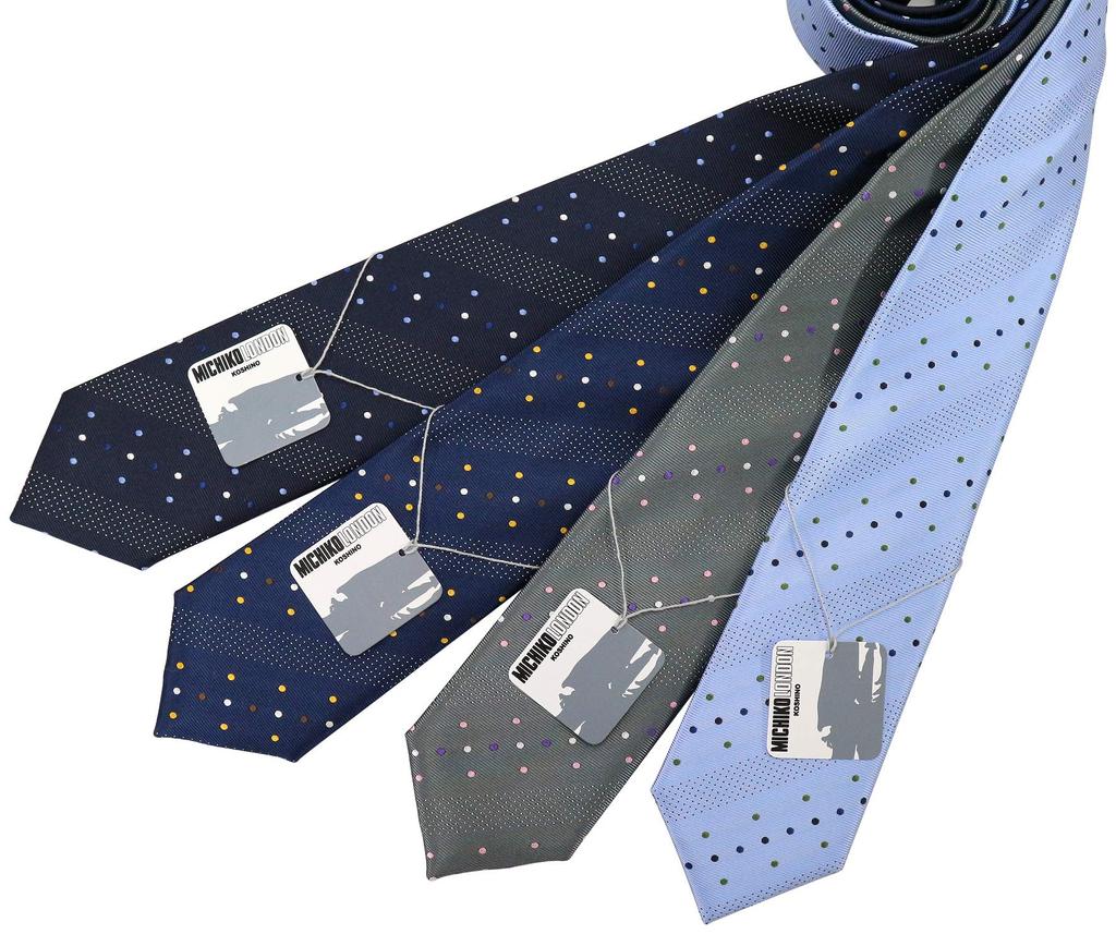 Brand Made In Nishijin Jacquard Woven Pattern Dots [Michiko London] Necktie, Japan, Ori, 100% Silk, Weave, (B Pattern Gray)