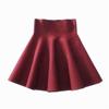 Women High Waist Knitting Woolen Skirt Ladies Slim Elastic Pleated Flared Skirts