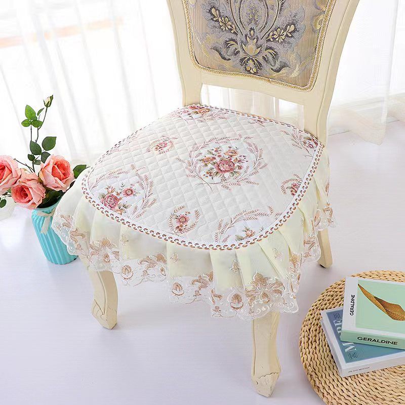 Подушка для обеденного стула, европейские подушки для сидений с принтом и кружевом, качественный коврик для стула Four Seasons, нескользящая подушка для ягодиц