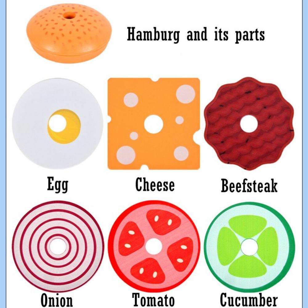 Деревянный бургер Монтессори, складывающиеся игрушки для малышей и детей дошкольного возраста, развивающие игрушки, игрушка для развития мелкой моторики