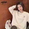 MJ STYLE Женский корейский ретро свободный свитшот с круглым вырезом