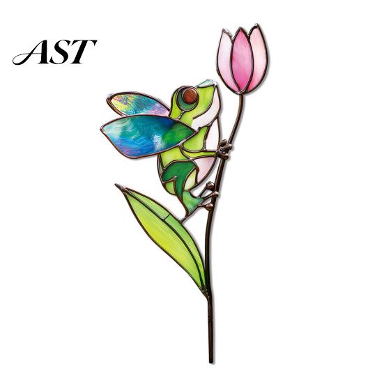 Decorative Planter Insert Colorful Stake, Double-Sided, Flower Pot Decor Metal Plant Inserts Insect Animal Stake for Pots Bed Decoration Balcony