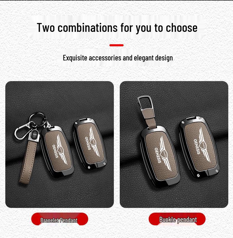 Genesis Car Key Case Cover for G80/G70/GV80/GV70 - Metal Full Wrap with Buckle