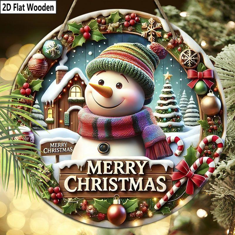 Рождественская декоративная табличка, комнатные подвесные украшения, 2D плоские деревянные изделия с рисунком снеговика, рождественские подарки для друзей и семьи