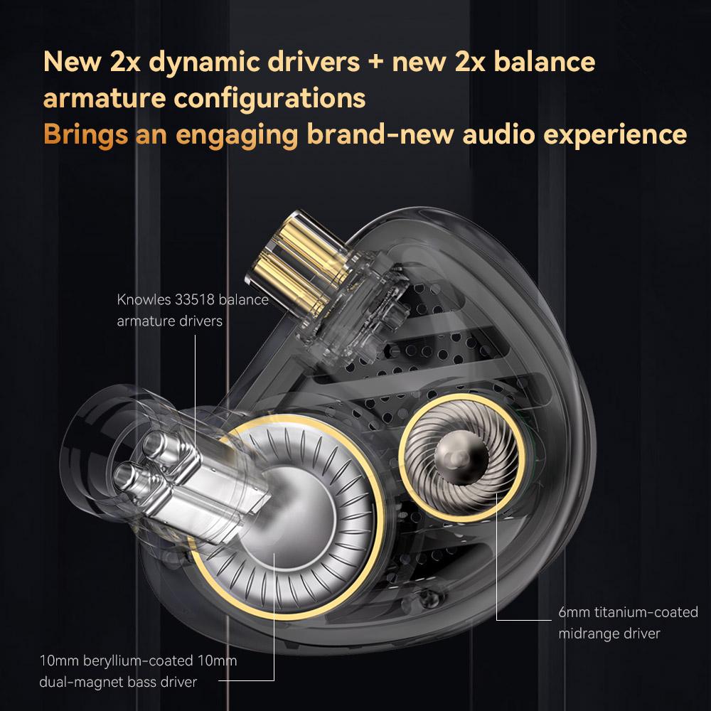 TRN-TA4 Проводная гарнитура Ear-in-line Два раунда Два железных HIFI-механизма для прослушивания Четыре железных наушника Merittates Lou's Circle