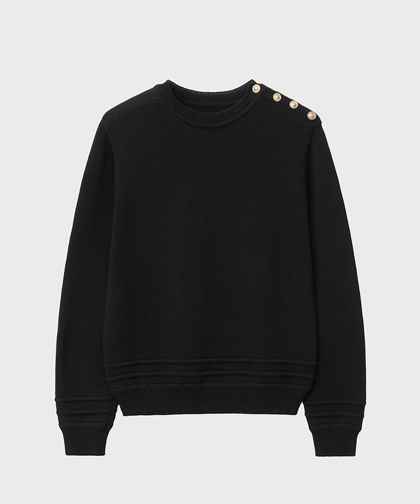 NOIRER FOR WOMAN Lux Cotton Classic Button-Up Sweater (Black)