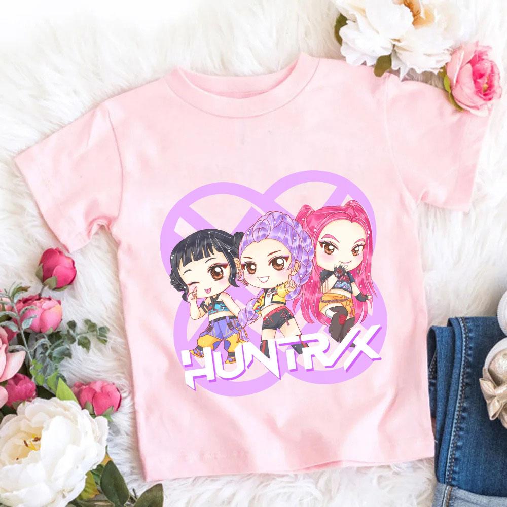 2025 Горячий Фильм Хлопковая Детская Футболка для Девочек Детская Одежда KPop Поклонники Охотников на Демонов Подарки Детская Одежда Модные Топы