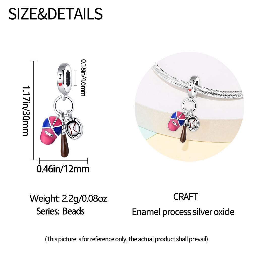 Copper Sports Badminton Football Dumbbells Beads Dangle Fit Charms Copper Original Bangle Bracelet Diy Jewelry