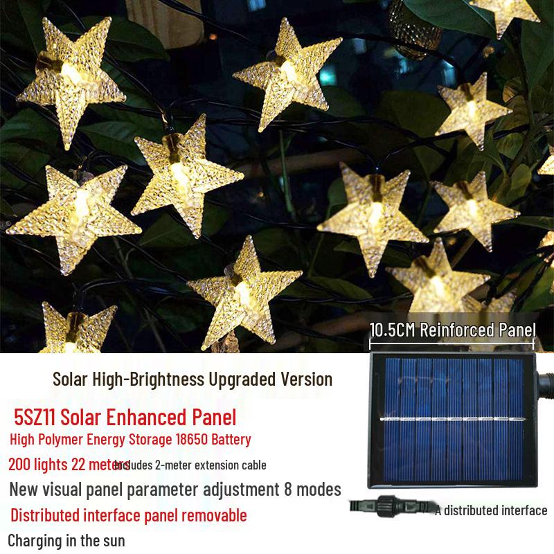 Outdoor Waterproof Twinkling Star Solar String Lights for Garden & Balcony Decoration - Holiday & New Year Lighting