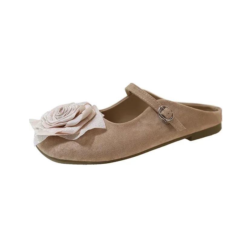 Летние женские тапочки One Kick Suede Flowers Shoes для женщин, универсальные, для повседневных поездок на работу, мягкая подошва, новые Zapatillas De Mujer