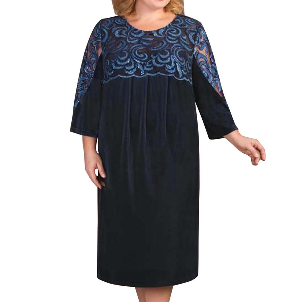 2022 Кружевное лоскутное вечернее платье из двух частей большого размера со средним рукавом