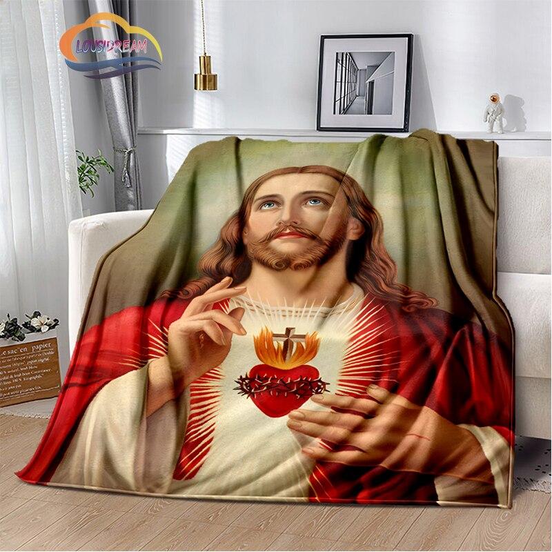 Религиозное кашемировое одеяло с изображением Иисуса, 3D-принт, покрывало с изображением Христа, фланелевое одеяло, серия Девы Марии-Иисуса, удобное домашнее одеяло