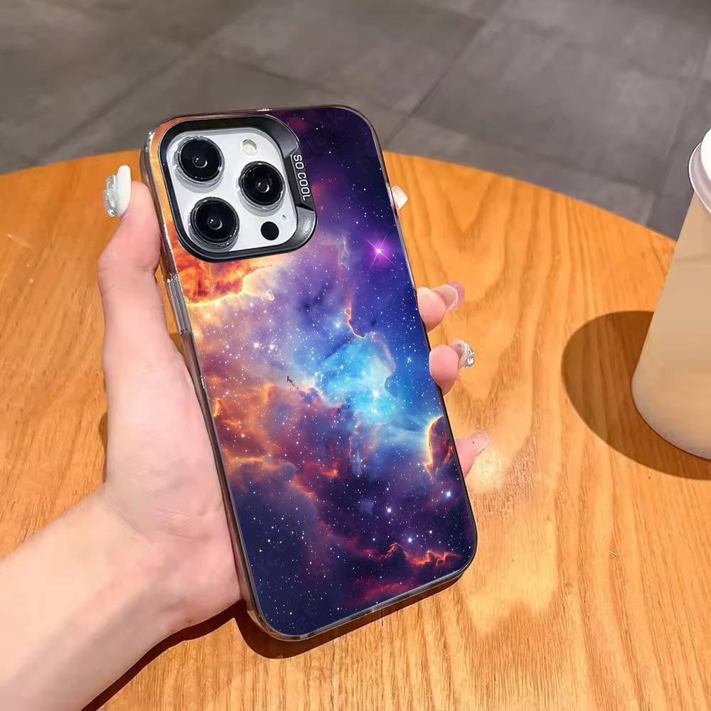 Чехол для телефона Космос Галактика Вселенная Для iPhone17 16 15 14 13 12 Pro Max Серый Черный Матовый Лазерный Металлик Аврора Funda
