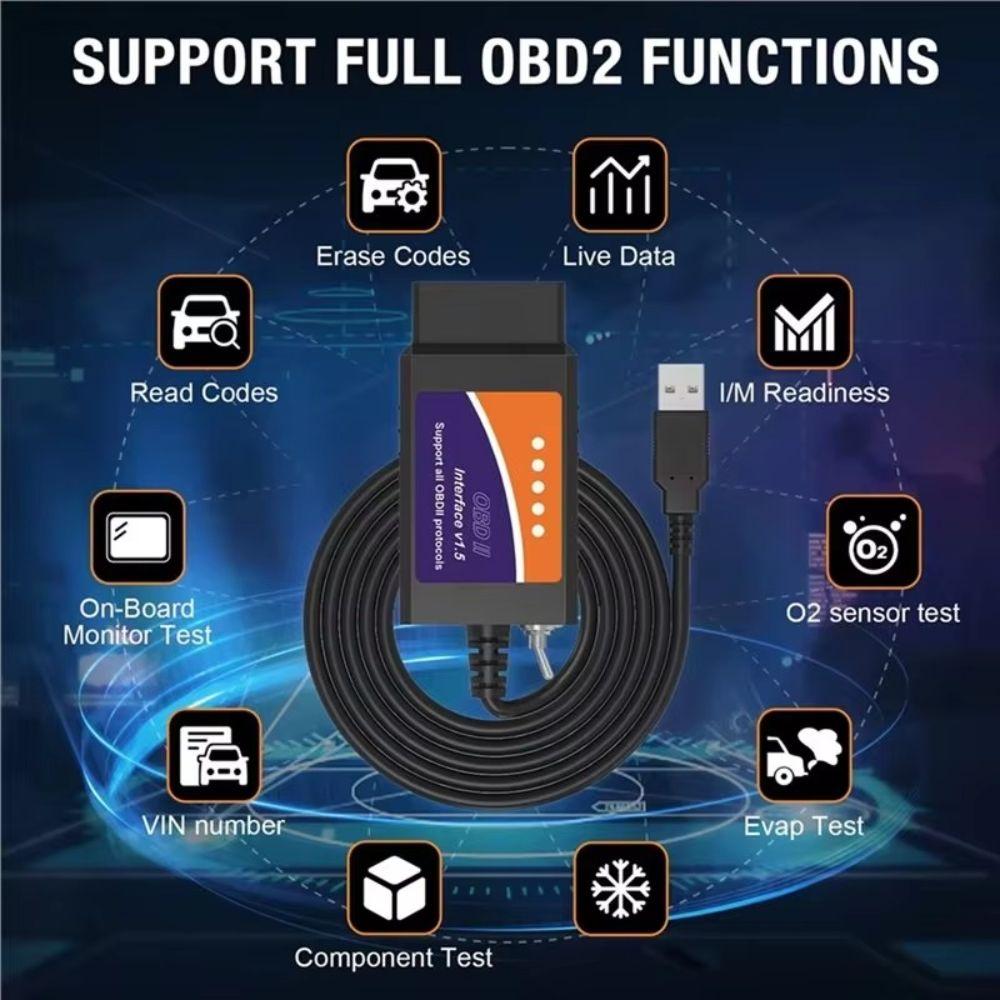 V1.5 Version OBD2 Diagnostic Cable Plug And Play OBDII Scan Tool  Auto Repair Shop