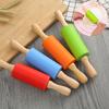 2 Pcs Small Rolling Pins Children DIY Baking Tool Food Grade Silicone Non-sticky Wooden Handle Smooth Edge Dumpling Dough Kis Rolling Pins Toy