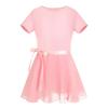 Детское танцевальное балетное платье для девочек, гимнастический купальник с короткими рукавами и юбкой-пачкой, комплекты