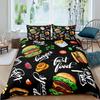 Американский фастфуд пододеяльник комплект полноразмерный пицца хотдог одеяло чехол гамбургер принт комплект постельного белья картофель фри пододеяльник