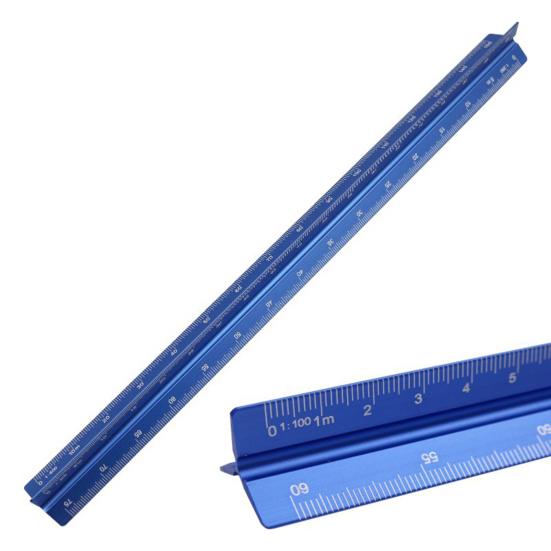 Алюминиевый сплав Инженерная масштабная линейка Высокоточный треугольный архитектурный чертежный инструмент Масштабная линейка Чертежные принадлежности