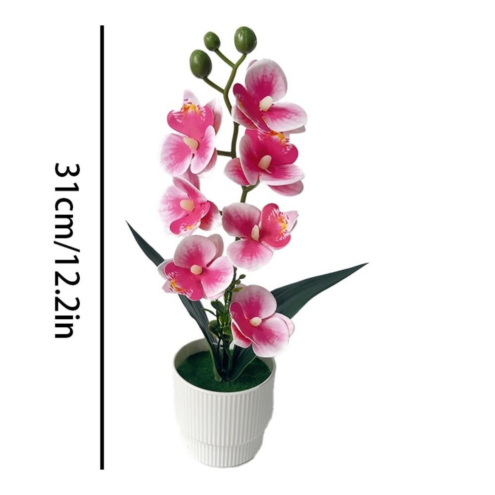 7 Heads Simulated Flower Butterfly Orchid Potted Pink Artificial Faux Plants Living Room Ornaments