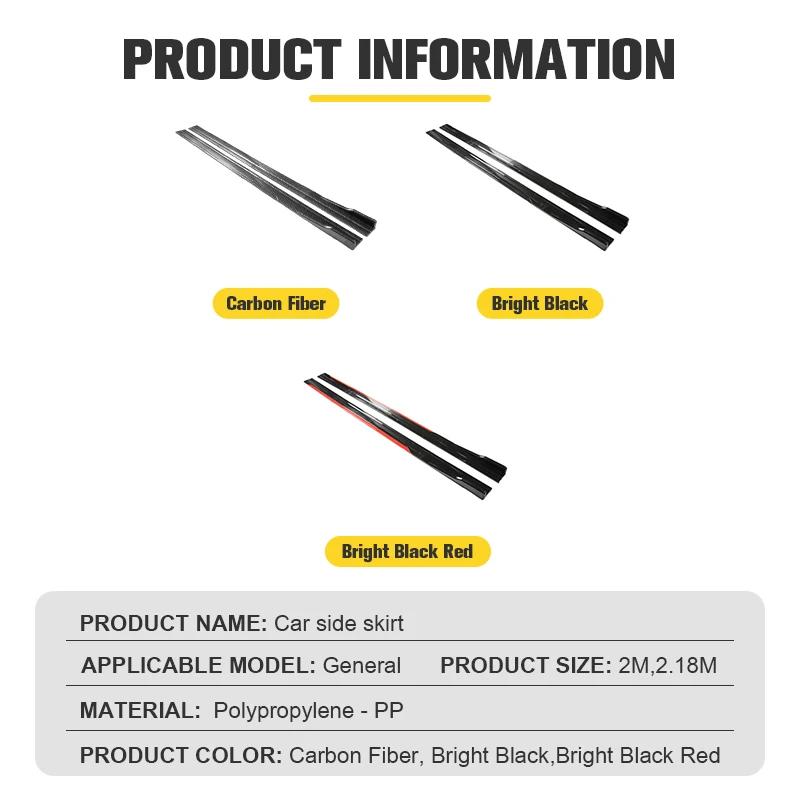 Hot Sale Car Side Skirt Adjustable Bumper Carbon Fiber Modifiedextension Rocker Plate Lip For Kia For Ford For Mazda For BMW