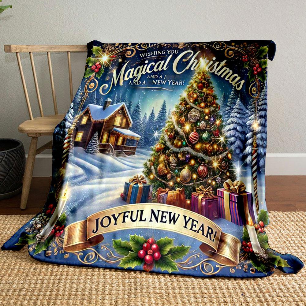 Magical Christmas Scene print blanket soft and cozy perfect for the living room bed sofa or a nap,gift