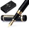Перьевая ручка Wordsworth Black Finest Premium Metal, картриджи Primory 24, отделка золотом 24 карата, среднее перо с покрытием золотом 18 карат, подходит для обоих