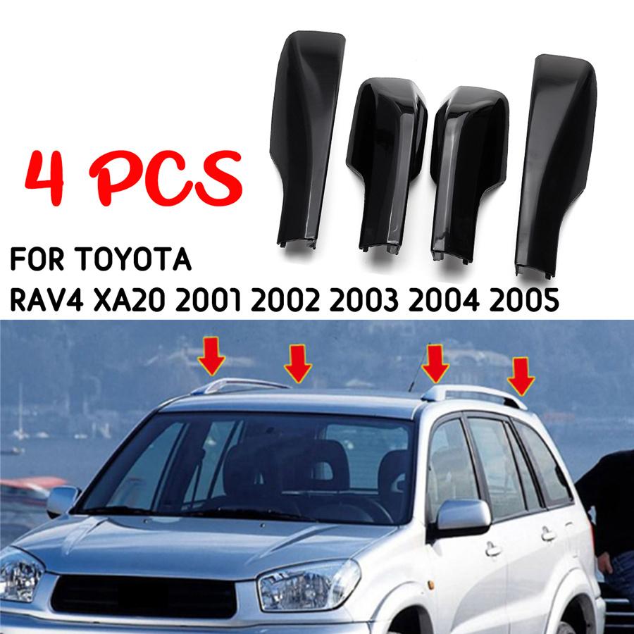 Для Toyota RAV4 2001-2005 4 шт. Крышка багажника на крышу автомобиля Боковая рейка Концевая накладка Черный АБС-пластик