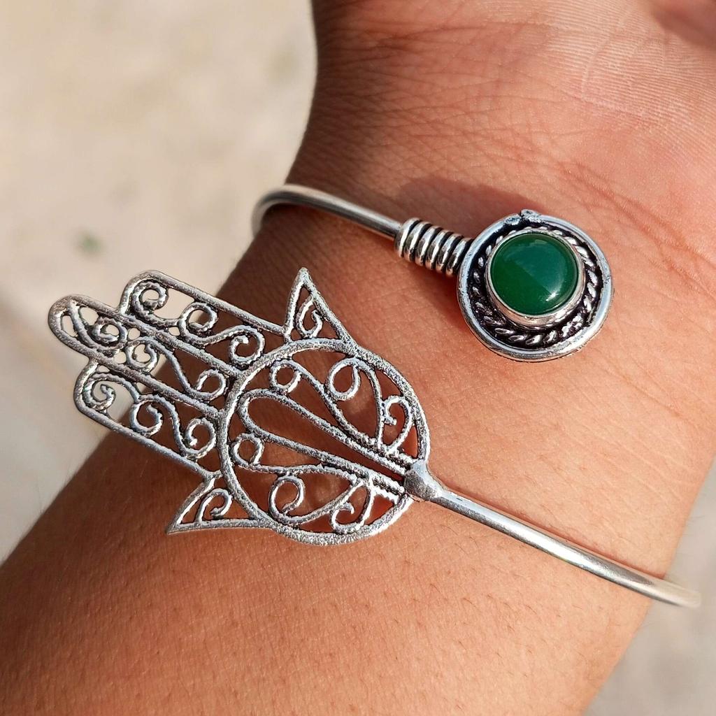 Зеленый оникс, драгоценный камень, стерлинговое серебро 925 пробы, дизайнерский браслет-манжета с покрытием, ювелирные изделия NST-J2H20381
