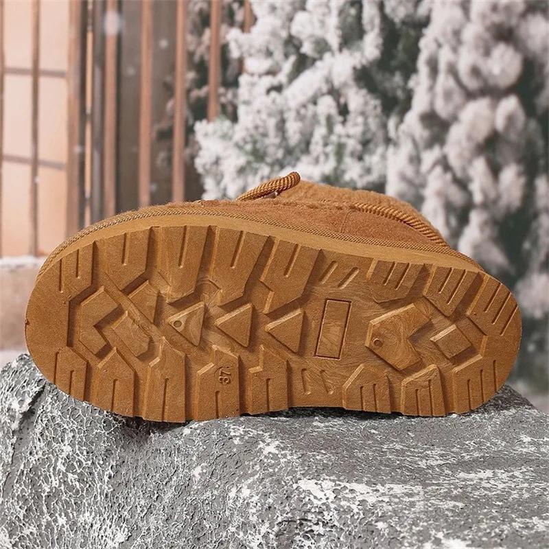 Новые осенне-зимние ботильоны на толстой подошве, теплые сапоги из искусственной овчины, утепленные ботильоны до щиколотки, теплые женские сапоги выше колена