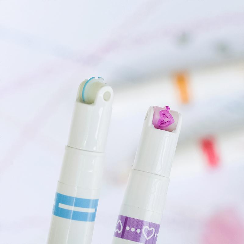 6 шт., маркер в форме линии, многоцветный роликовый наконечник, изогнутый лайнер, маркер, новинка, канцелярские принадлежности, школа