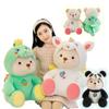 Stuffed Animals Cartoon Cute Bear Turn Into  Dinosaur Unicorn Panda Plush Toys Soft   Dolls for Birthday Christmas Gif Decor